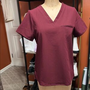 Wine V-Neck Scrub Top